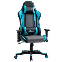 Vinsetto Racing Gaming Office Chair Swivel Recliner w/ Headrest Lumbar Support, Sky Blue