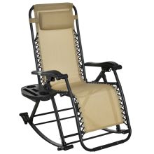 Zero Gravity Rocking Chair Steel Frame Texteline Beige