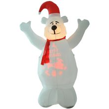  6ft Inflatable Bear Decoration W/LED Lights, Polyester-Multicolour 