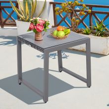  Patio Rattan Side Table, 50L x 49.5W x 50Hcm-Grey