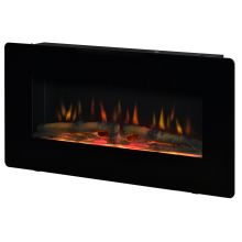  Electric Wall-Mounted Fireplace Heater with Adjustable Flame Effect, Remote Control, Timer, 1800/2000W, Black