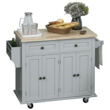 Rolling Kitchen Microwave Island with Flexible Storage Shelf Unit and Drawers