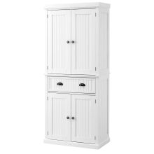  MDF Freestanding Tall Kitchen Cabinet, 76L x 40.5W x 184Hcm, White