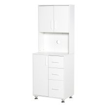  Modern Kitchen Pantry Cabinet Storage Cupboard with Open Countertop, 60L x 40W x 150H cm-White
