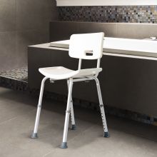  Adjustable Non-Slip Shower and Bath Chair, 55Wx50.6Dx67.5-85.5H cm-Cream White