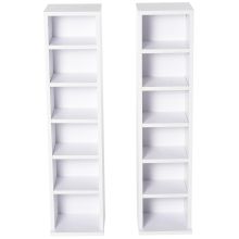  Set of 2 CD Media Display Shelf Unit Tower Rack w/ Adjustable Shelves Anti-Tipping Bookcase Storage Organiser Home Office White
