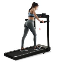  600W Foldable Steel Motorised Treadmill Running Machine W/Safety Button, LCD-Black