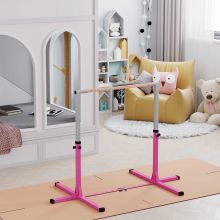  Steel Frame Adjustable Horizonal Gymnastics Bar for Kids Pink