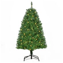 HOMCOM 4FT Prelit Artificial Christmas Tree w/ Warm White Light Home Xmas Decoration