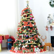  1.8m Pre-Lit Artificial Christmas Tree, Metal Stand-Green