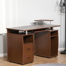  Computer Desk Office PC Table Workstation with Keyboard Tray, Drawers, Brown