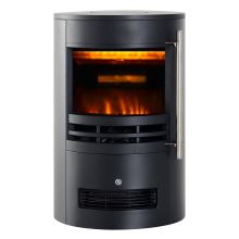  Freestanding Electric Fireplace Indoor Heater Glass View Log Wood LED Burning Effect Flame Stove with Thermostat Control, 1000W/2000W-Black
