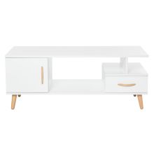  Modern Minimalism Storage Coffee Table Wooden Living Reception Room w/ Drawer