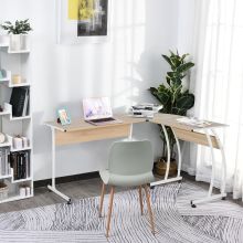  Particle Board L-Shaped Home Office Desk White/Oak