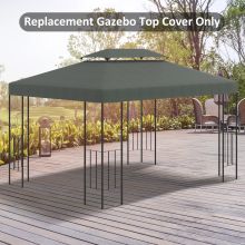  3x4m Gazebo Replacement Roof Canopy 2 Tier Top UV Cover Garden Patio Deep Grey