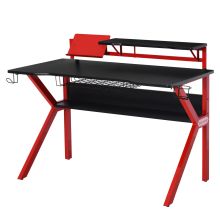  MDF Spacious Gaming Desk Workstations for Home and Office w/ Cup Holder Red