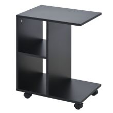  Particle Board C-Shaped 2-Shelf End Table Black