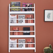  MDF White Wall Mounted Bookcase Freestanding 4-Tier Shelf Rack