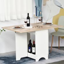  Expandable Drop-Leaf Dining Table Folding Desk Bar Table with Storage Shelf