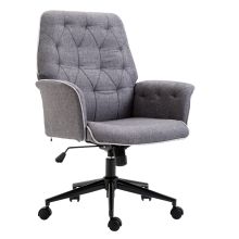 Linen Back Office Chair w/ Armrest & 360° Swivel Base - Grey
