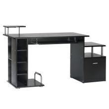  Office Workstation 152Lx60Wx88H cm W/Drawer, Shelves-Black