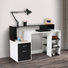 Wooden Computer Desk Writing Desk Office Table 140L x 55D x 92H cm-Black/White