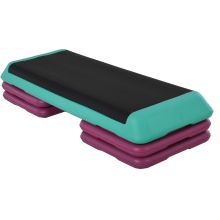  Plastic Adjustable 3-Level Exercise Step Aerobic Stepper Green/Purple