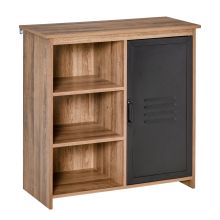  Storage Cabinet Home Organizer w/ 3 Tiers, Steel Door & Adjustable Shelf