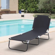  Portable Folding Sun Lounger W/ 3-Position Adjustable Backrest Relaxer Recliner