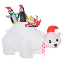 HOMCOM 1.5m Christmas Inflatable Polar Bear Penguin Lighted for Home Indoor Outdoor