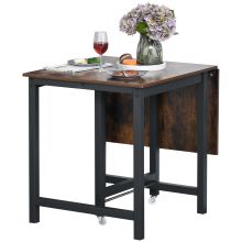  Drop Leaf Kitchen Folding Table Foldable Mobile Desk for Dining, Working & Writing w/Wheel Rustic Brown