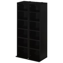  Set of 2 CD Media Display Shelf Unit Tower Rack w/ Adjustable Shelves Anti-Tipping Bookcase Storage Organiser Home Office Black