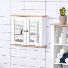 kleankin Bathroom Mirror Cabinet Wall Mounted Storage Cupboard with Double Door and Shelf