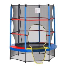  Kids Trampoline w/ Enclosure Net Steel Frame Age 3 to 6 Years Old Multi-color