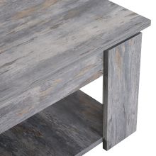  2-Tier Coffee Table W/Storage Shelf, 80Lx80Wx36H cm-Wood Grain Colour