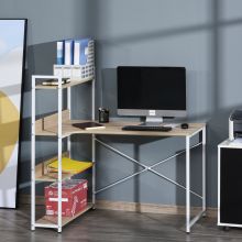  Metal Frame 4-Tier Storage Desk Oak/White