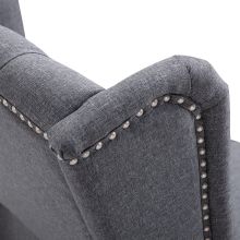  160° Reclining Armchair Single Sofa Chair w/ Retractable Footrest in Linen Deep Grey