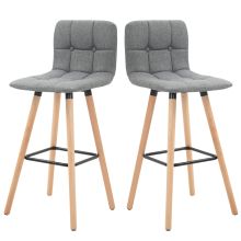  Bar stool Set of 2 Armless Button-Tufted Counter Chairs Wood Legs, Grey