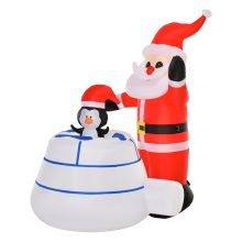  1.6m Christmas Inflatable Penguin Santa Claus w/ Ice House Built-in LED Outdoor