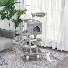  Cats 6-Tier Sisal Rope Activity Tree w/ Dangle Toy Grey