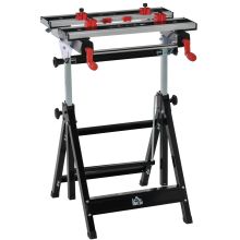  Foldable Work Bench Tool Stand Saw Table Adjustable Height & Clamps Steel Frame