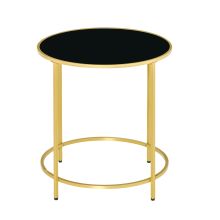  Round Side Table w/ Tempered Glass Tabletop, for Living Room, Bedroom