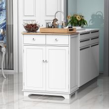  MDF 2-Drawer Double Door Kitchen Cabinet, 68W x 40.3D x 85Hcm-White
