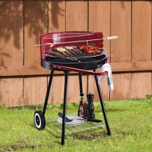 Charcoal Outdoor Barbecue Grill 2 Wheels size 75.5H x 50L x 82W cm Red & Black