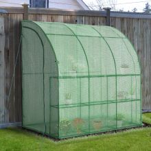Walk In Lean to Wall Gardening Greenhouse with 2 Zippered Doors 2 Tiered 2x1x2m