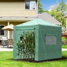 Portable Walk in Greenhouse with Roll up Door Windows Outdoor Foldable 2 x 2 x 2m