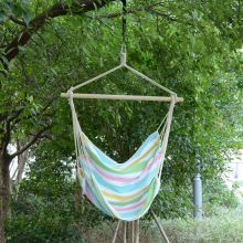 Hanging Swing Chair Cotton Cloth Size: 100Lx90W cm Multi colour stripes white rope 