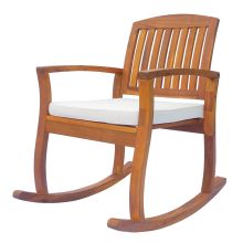 Rocking Chair Acacia Hardwood Teak Colour Cream & White 