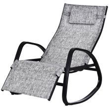 Metal Frame Zero Gravity Rocking Patio Chair Inc Pillow Grey