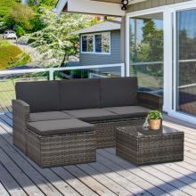 4 Seater Outdoor Garden Rattan Furniture Set Inc Table Grey